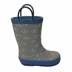 OshKosh B'gosh Snow Boots Rain Little Boys 7 Blue Gray Dinasours Pull On EUR 23